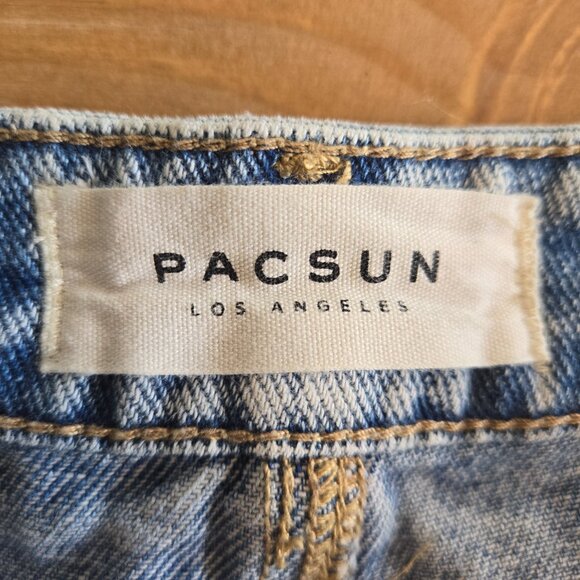 PacSun High Rise Festival Shorts 25" Cut Off Jeans Light Denim Distressed - Picture 2 of 5